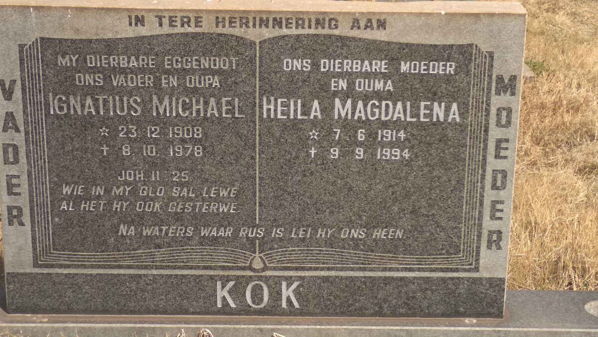 KOK Ignatius Michael 1908-1978 &amp; Heila Magdalena 1914-1994
