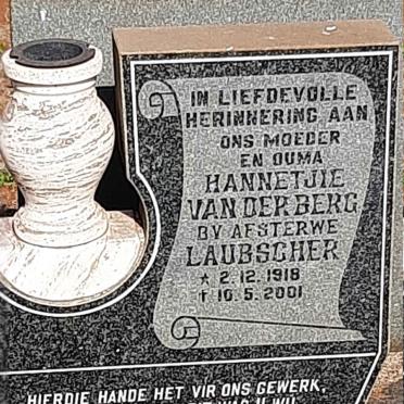 LAUBSCHER Hannetjie, VAN DER BERG 1918-2001