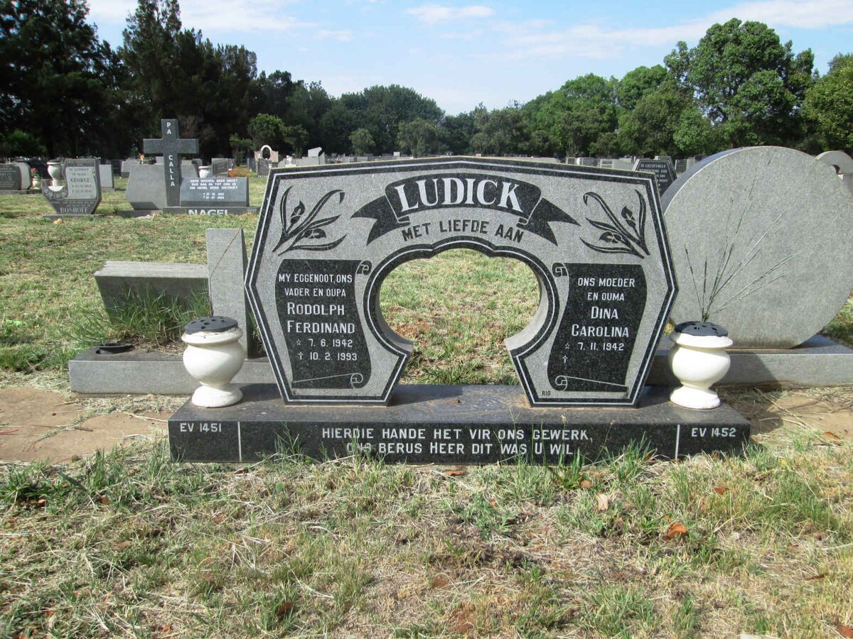 LUDICK Rodolph Ferdinand 1942-1993 &amp; Dina Carolina 1942-