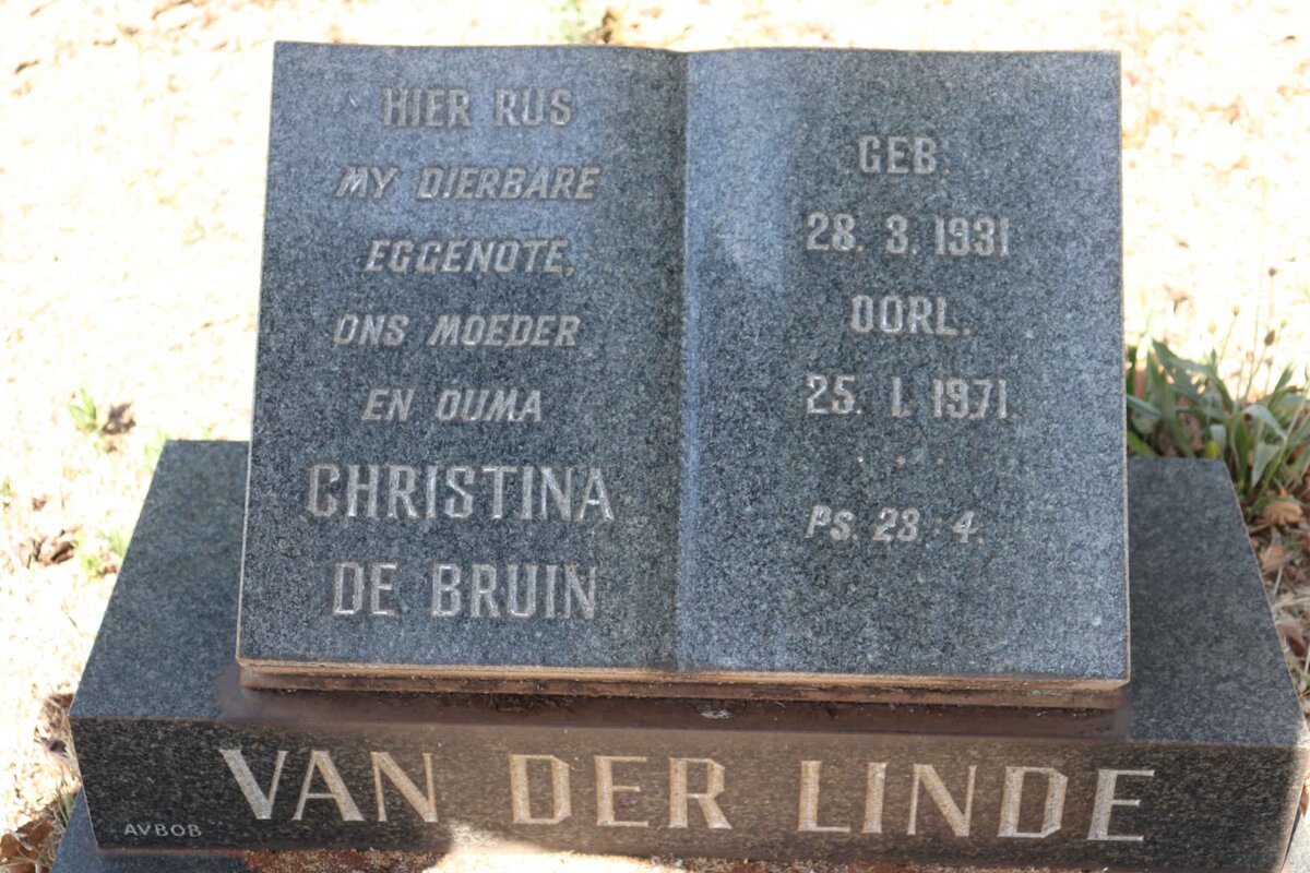 LINDE Christina, van der nee DE BRUIN 1931-1971