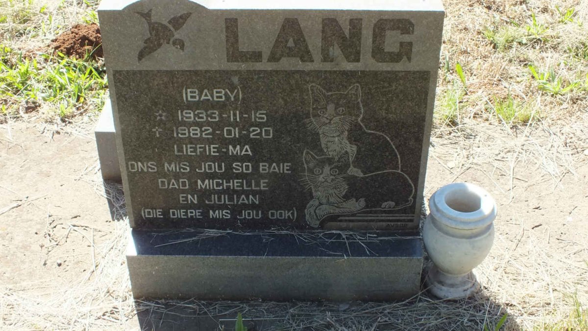 LANG Johanna Jacoba nee KRUGER 1933-1982