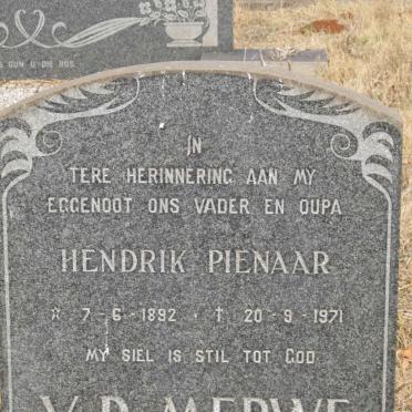 MERWE Hendrik Pienaar, v.d. 1892-1971