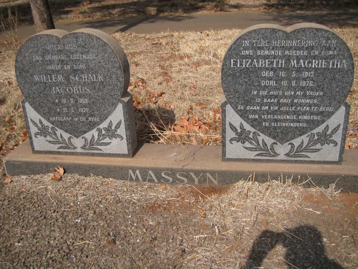 MASSYN Willem Schalk Jacobus 1909-1972 &amp; Elizabeth Magrietha 1913-1976