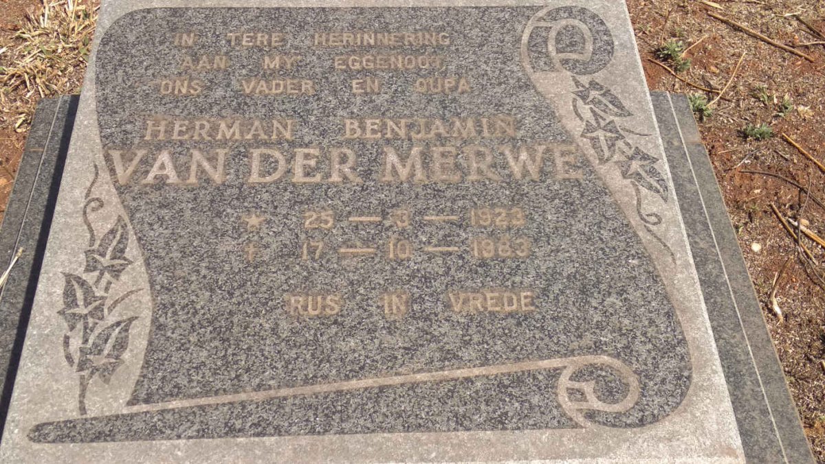 MERWE Herman Benjamin, van der 1923-1983