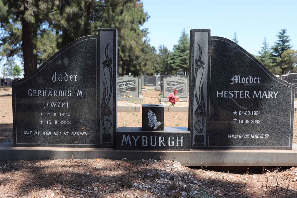 MYBURGH Gerhardus M. 1924-1983 & Hester Mary 1924-2003