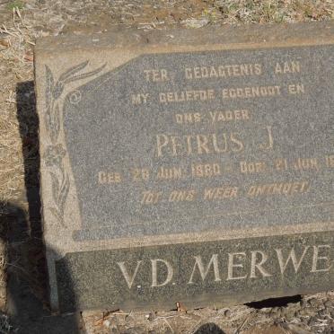 MERWE Petrus J., v.d. 1880-1965