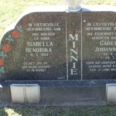 MINNIE Carel Johannes 1944-1995 &amp; Isabella Hendrika 1950-