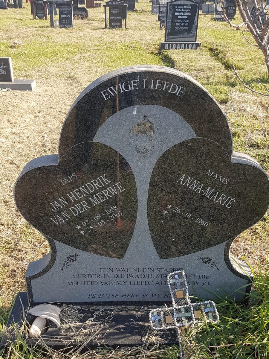 MERWE Jan Hendrik, van der 1958-2007 &amp; Anna-Marie 1960-