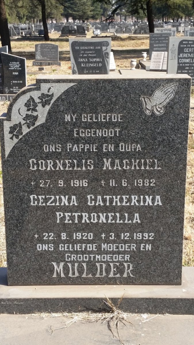 MULDER Cornelis Machiel 1916-1982 &amp; Gezina Catherina Petronella 1920-1992