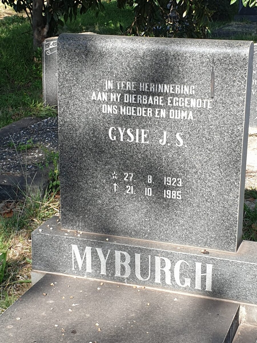 MYBURGH Gysie J.S. 1923-1985
