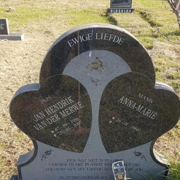 MERWE Jan Hendrik, van der 1958-2007 &amp; Anna-Marie 1960-