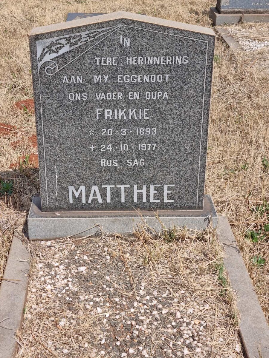 MATTHEE Frikkie 1893-1977
