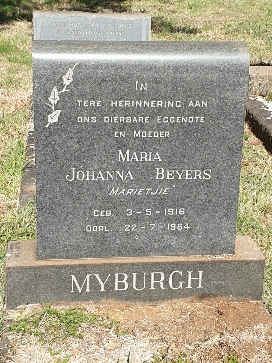 MYBURGH Maria Johanna Beyers 1916-1964