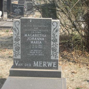 MERWE Magaretha Johanna Maria, van der 1892-1975