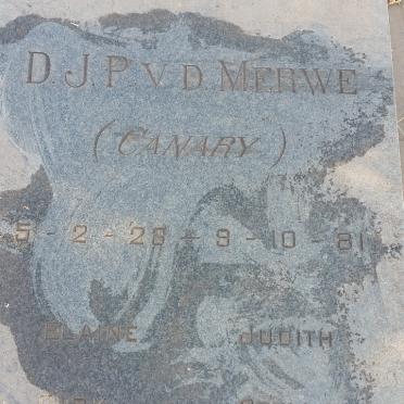 MERWE D.J.P., v.d. 1928-1981