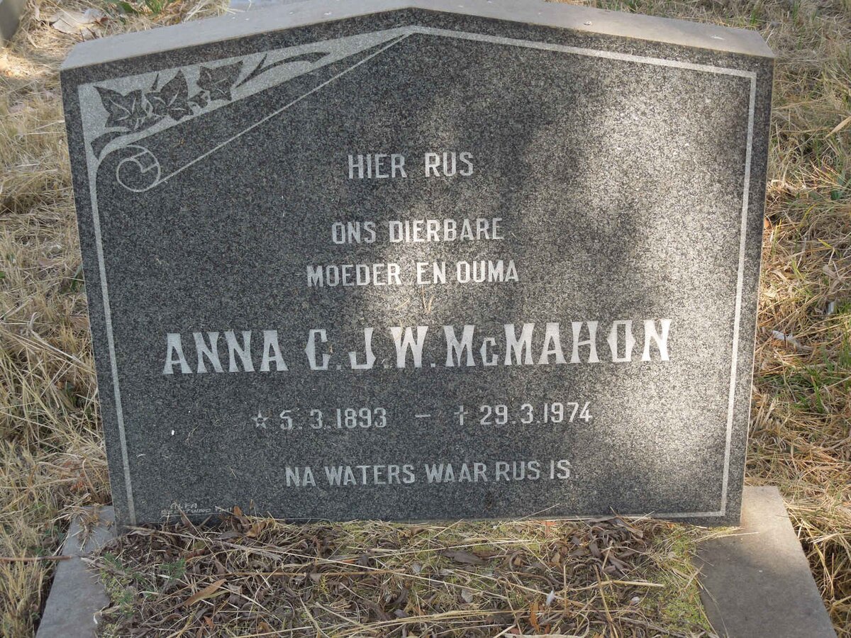 McMAHON Anna C.J.W. 1893-1974