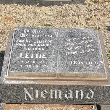 NIEMAND Lettie 1925-1975