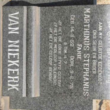 NIEKERK Marthinus Stephanus, van 1952-1975