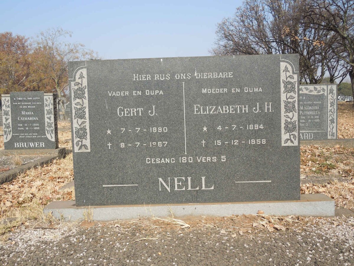 NELL Gert J. 1890-1967 &amp; Elizabeth J.H. 1894-1958