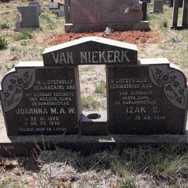 NIEKERK Izak D., van 1914- &amp; Johanna M.A.W. 1920-1998