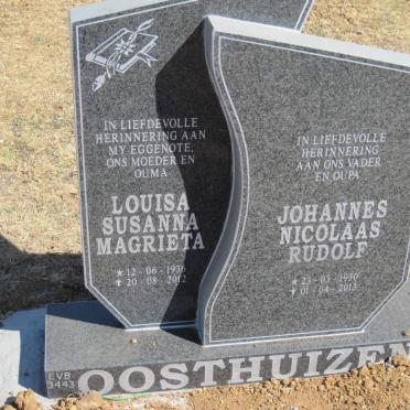 OOSTHUIZEN Johannes Nicolaas Rudolf 1930-2013 &amp; Louisa Susanna Magrieta 1936-2012