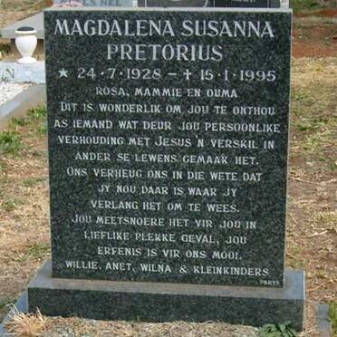 PRETORIUS Magdalena Susanna 1928-1995