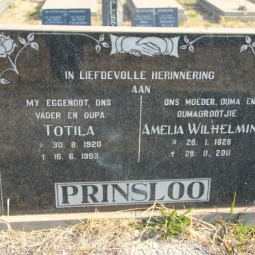 PRINSLOO Totila 1920-1993 &amp; Amelia Wilhelmina 1926-2011