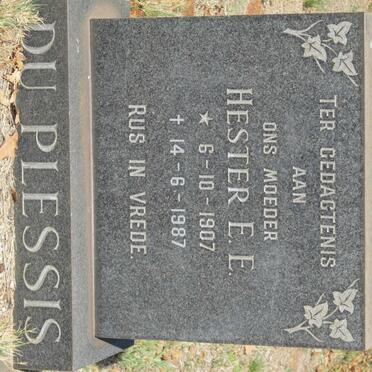 PLESSIS Hester E.E., du 1907-1987