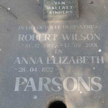 PARSONS Robert Wilson 1919-2001 &amp; Anna Elizabeth 1922-