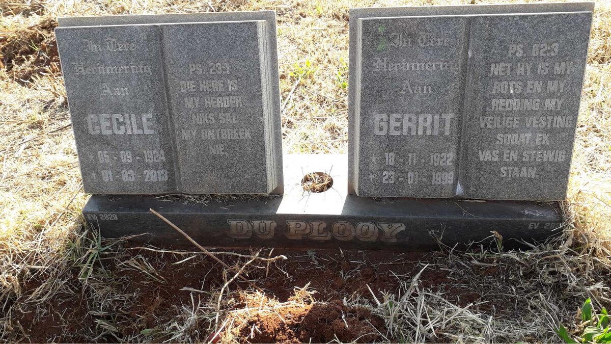 PLOOY Gerrit, du 1922-1999 & Cecile 1924-2013