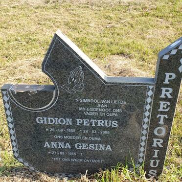 PRETORIUS Gidion Petrus 1955-2006 &amp; Anna Gesina 1955-