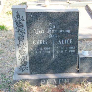PEACH Chris 1914-1981 &amp; Alice 1912-1981
