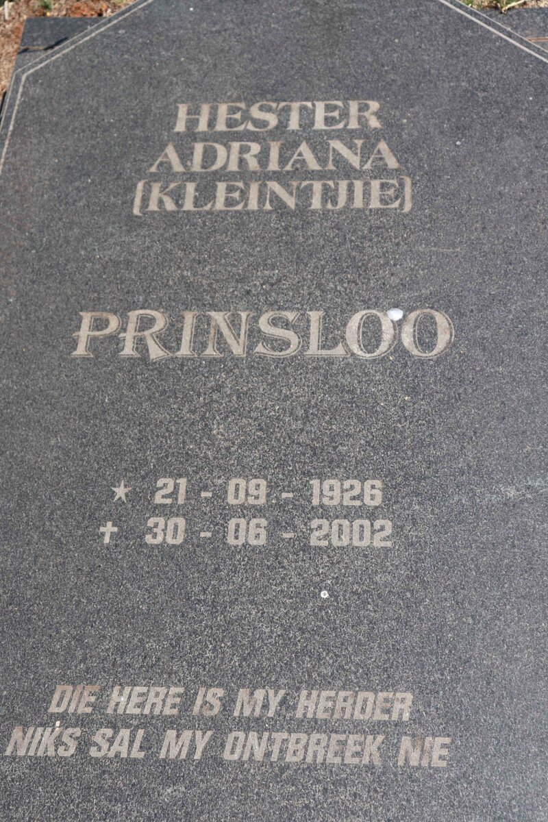 PRINSLOO Hester Adriana 1926-2002