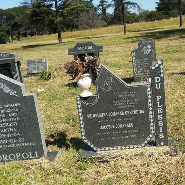 PLESSIS Jacobus Johannes, du 1921-2009 &amp; Wilhelmina Johanna Gertruida 1929-2007