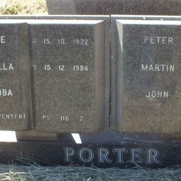 PORTER Peter Martin John 1929-1982 &amp; Elsie Sabella Jacoba VENTER 1932-1984