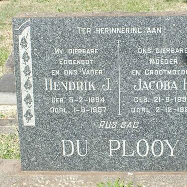 PLOOY Hendrik J., du 1894-1957 &amp; Jacoba H. 1897-1983
