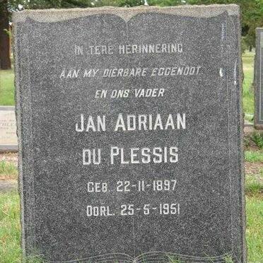 PLESSIS Jan Adriaan, du 1897-1951
