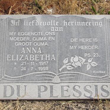 PLESSIS Anna Elizabeth, du 1917-1998