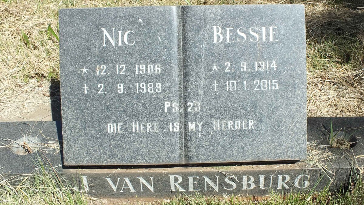 RENSBURG Nic, J. van 1906-1989 &amp; Bessie 1914-2015