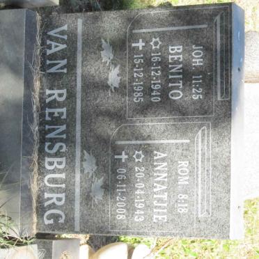 RENSBURG Benito, van 1940-1985 &amp; Annatjie 1943-2008