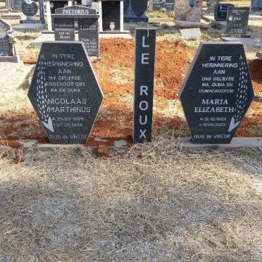 ROUX Nicolaas Marthinus, le 1925-1998 &amp; Maria Elizabeth 1929-2003