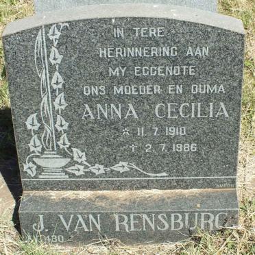 RENSBURG Anna Cecilia, J. van 1910-1986