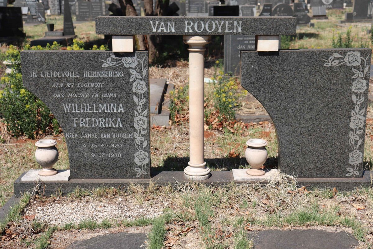 ROOYEN Wilhelmina Fredrika, van nee JANSE VAN VUUREN 1920-1970