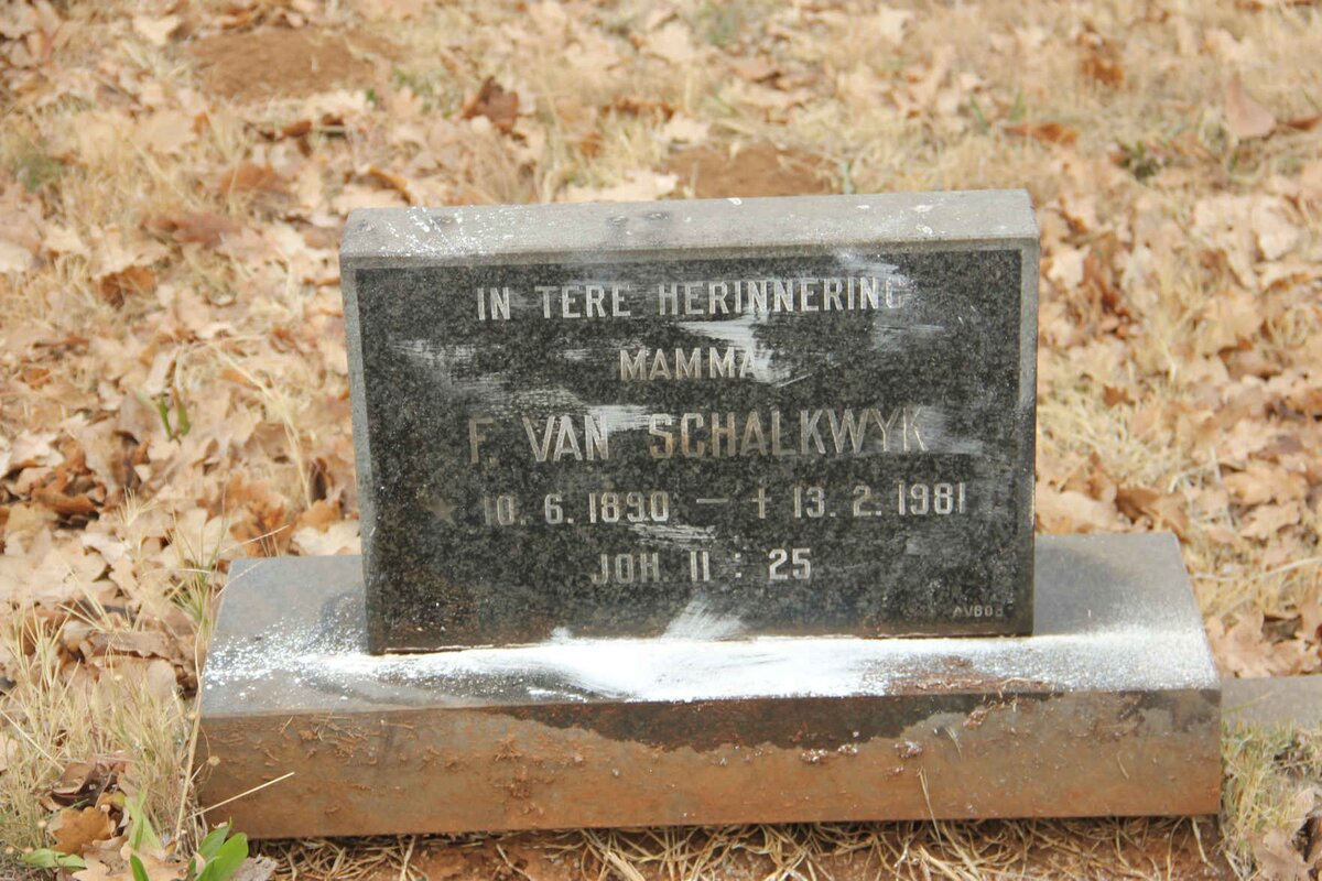 SCHALKWYK F., van 1890-1981