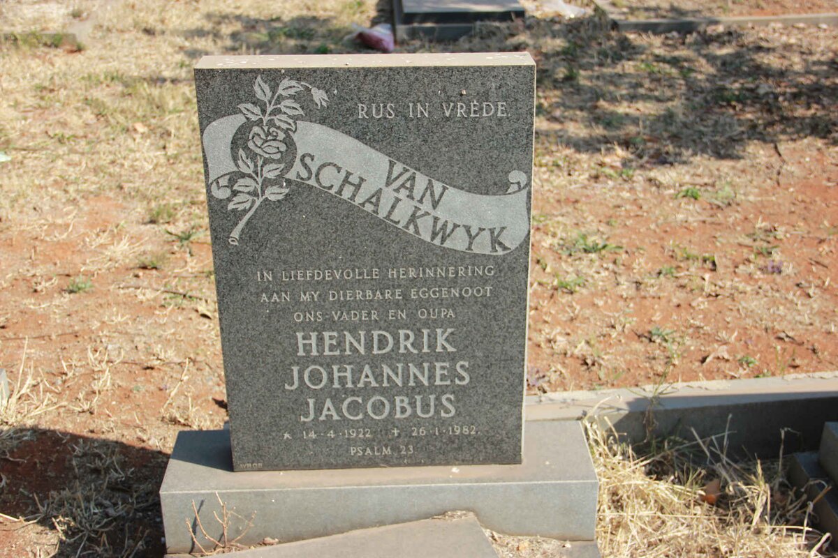 SCHALKWYK Hendrik Johannes, van 1922-1982