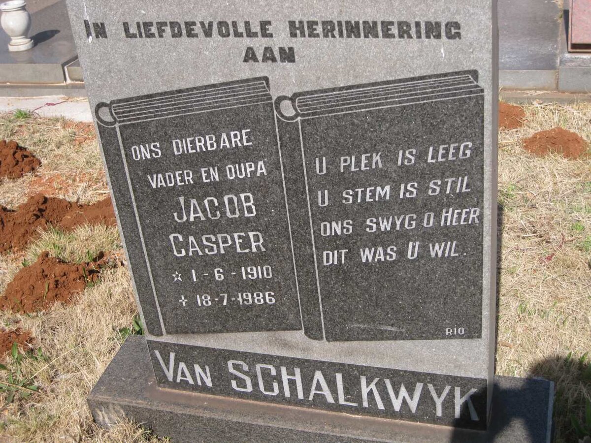 SCHALKWYK Jacob Casper, van 1910-1986