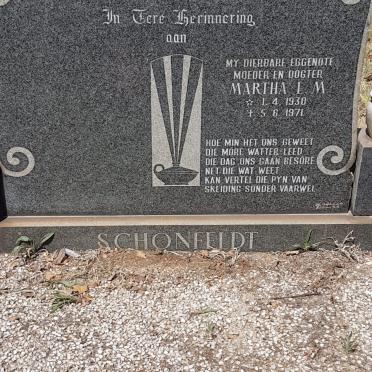 SCHONFELDT Martha L.M. 1930-1971