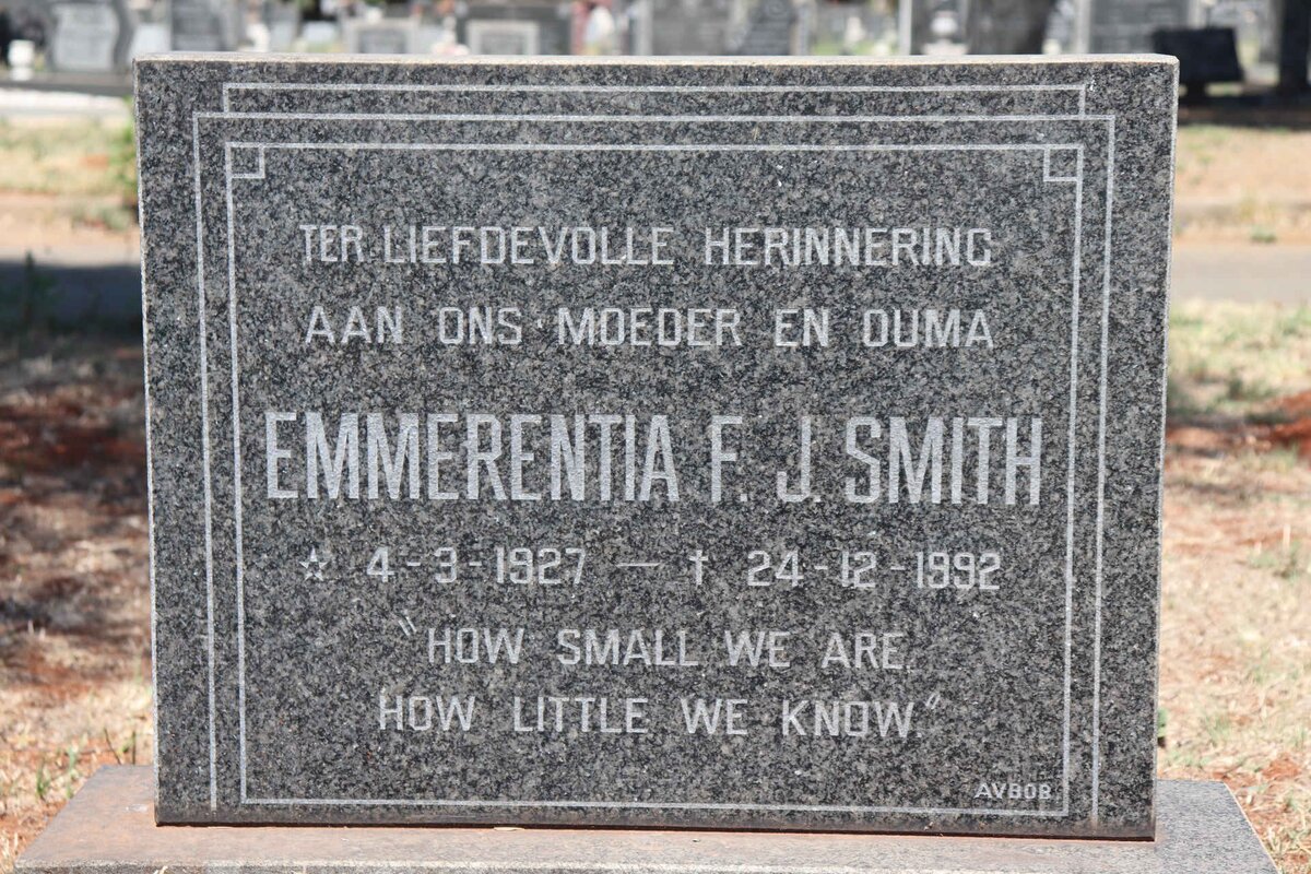 SMITH Emmerentia F.J. 1927-1992