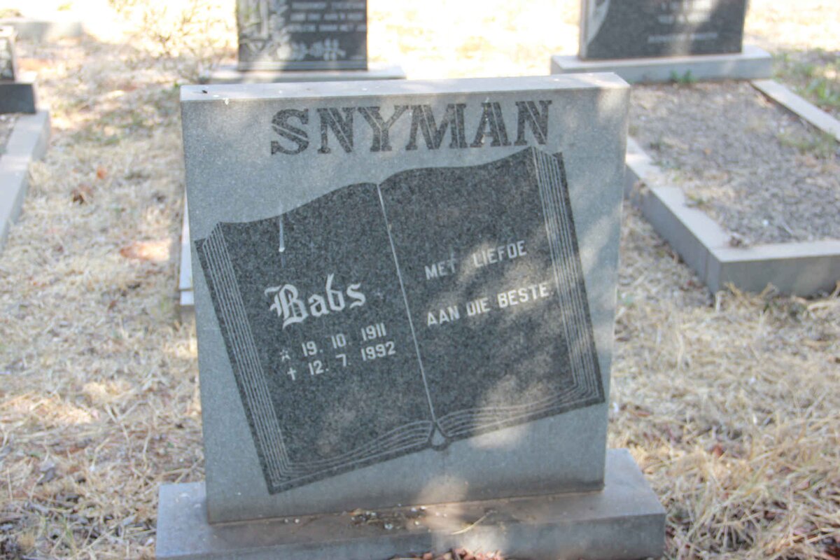 SNYMAN Babs 1911-1992
