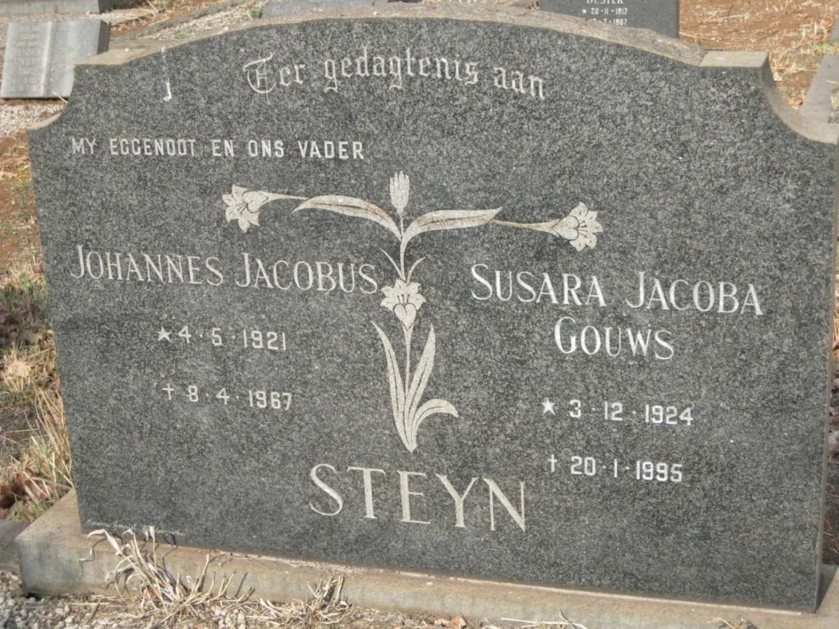 STEYN Johannes Jacobus 1921-1967 &amp; Susara Jacoba GOUWS 1924-1995